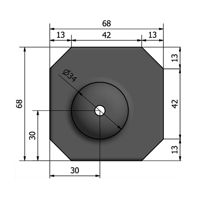 OEM acepta directo de fábrica, hecho a medida, cuadrado redondo, metal de acero suave, 68mm*68mm*32,7mm, altura*3mm de espesor, 3mm, soportes, copa de pies de paleta